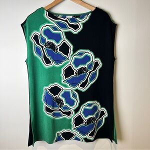 Chicos Y2K Lagenlook Bold Floral Sleeveless Top - Green and Blue